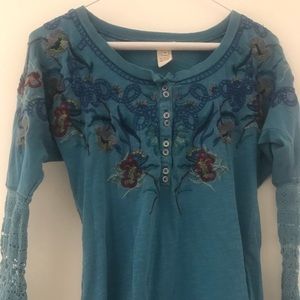 Sundance Blue Embroidered Shirt